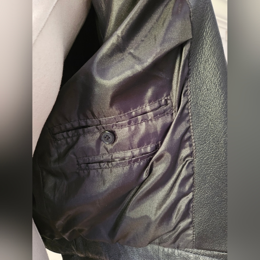 Retro Forever21 Y2K Genuine Leather Moto Jacket-Size Large - Picture 8 of 11